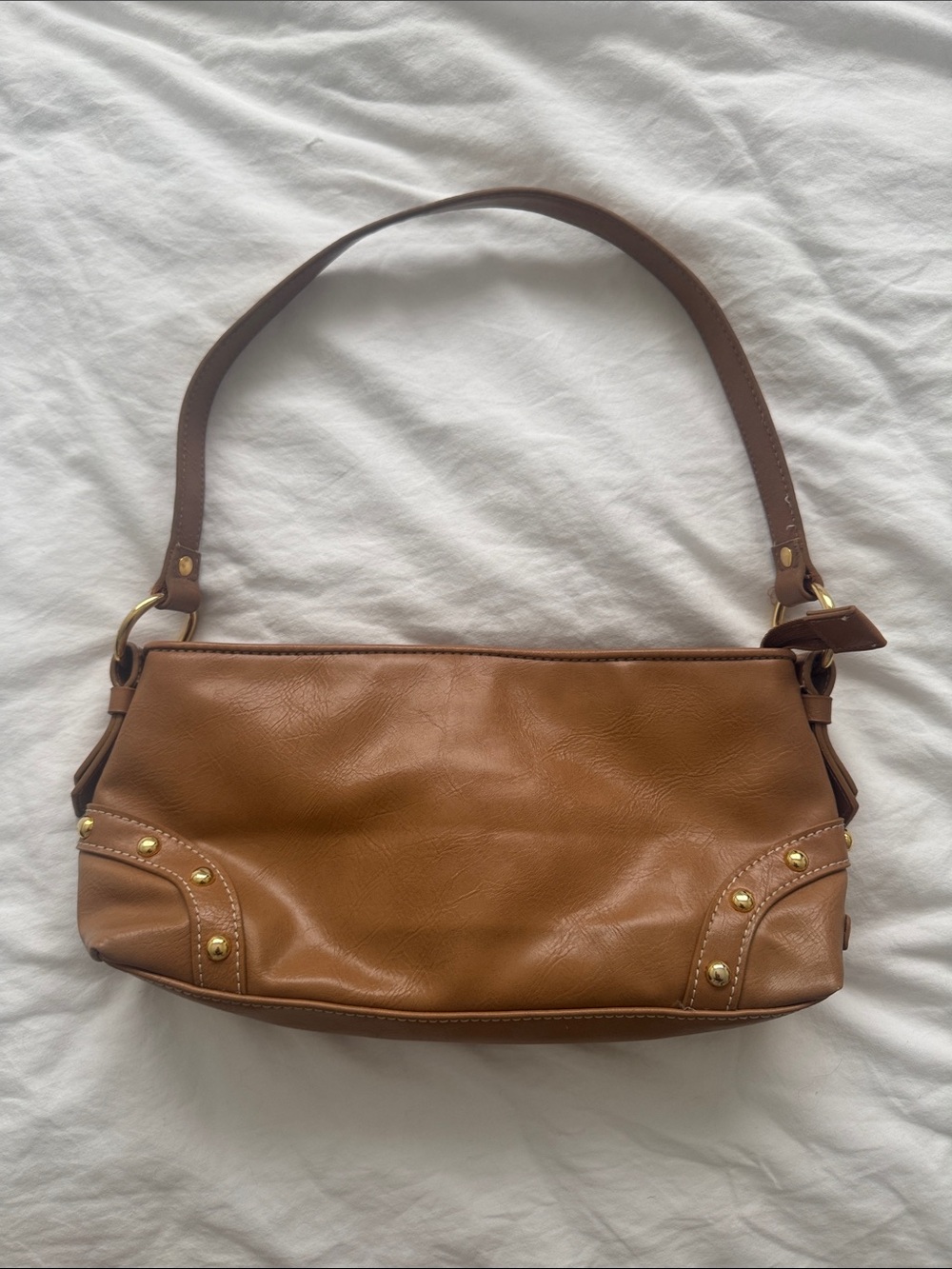 Y2K Nine West Tan Leather Shoulder Bag